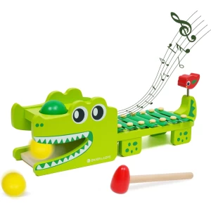 Big-headed krokodil kloppende hamer en piano - xylofoon - percussie spel - houten hamer houten bal - 1 jaar oud, 2 jaar oud, 3 jaar oud jongens en meisjes speelgoed - verjaardagscadeau