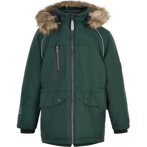 Color Kids - Ski-jas voor kinderen - Winterjas - Met afneembaar nepbont - Unisex - Donkergroen - Maat 98