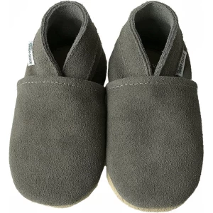 Donkergrijze suede babyslofjes van Baby-Slofje maat 22/23, 12-18 maanden