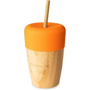 Eco Rascals - Bamboe beker met rietje - Oranje
