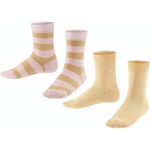 FALKE Happy Stripe 2-Pack gestreept met patroon Katoen Multipack Kinderen Sokken beige - Maat 23-26