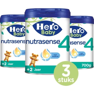 Hero Baby Nutrasense 4 (2+ Jaar) - Flesvoeding - 3 x 700gr - Peutermelk - met Melkvet - Palmolie Vrij
