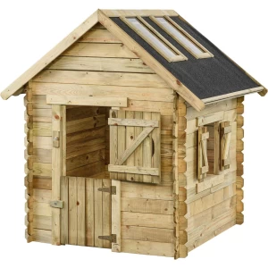 Houten speelhuisje Louise Window (SwingKing) | Kinderhuisje met 2 dakramen voor Buiten in de Tuin | Voor Kinderen vanaf 3 Jaar | FSC Hout