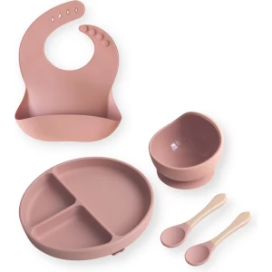 Kids Cultures | Kinderservies | Kinderbord en kom met zuignap | Baby servies | Oud Roze