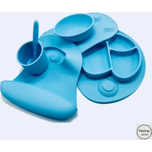 Kinderservies met Zuignap - Babyservies set - kinderservies set 5 delig - BPA vrij - kraam cadeau - kinder bestek - blauw