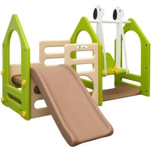 Kinderspeelhuisje met schuifschommel 155x135cm speeltoren klimmen huis plastic