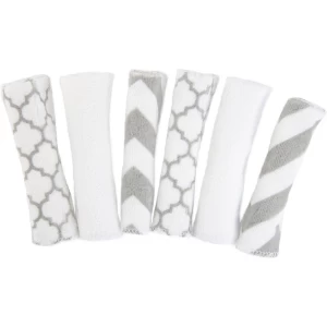 Kushies - Billendoekjes - Wasbare Billendoekjes - Washandjes - 6 pack - Wit / Grijs -Enkellaags
