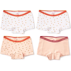 Little Label Ondergoed Meisjes Maat 92/2Y - roze, Geel - Hartjes - Boxershort meisjes - Zachte BIO Katoen
