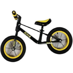 Loopfiets - kindersportbalans fiets - Fiets zonder pedaal - competitieve kindersportbalans fiets - 12 inch - voor kinderen van 2 3 4 5 6 7 jaar voor jongens en meisjes - Verstelbare stoel - Luchtbanden - Comfortabel en zeer licht - Zwart en Geel