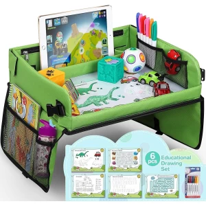 Travel Tray, Indoor & Outdoor Learning Educatief speelgoed Play Tray Lap Desk met Dry Erase - 6 pennen en 5 tekenpapier - Multifunctionele activiteit Creative Games Toy Tray