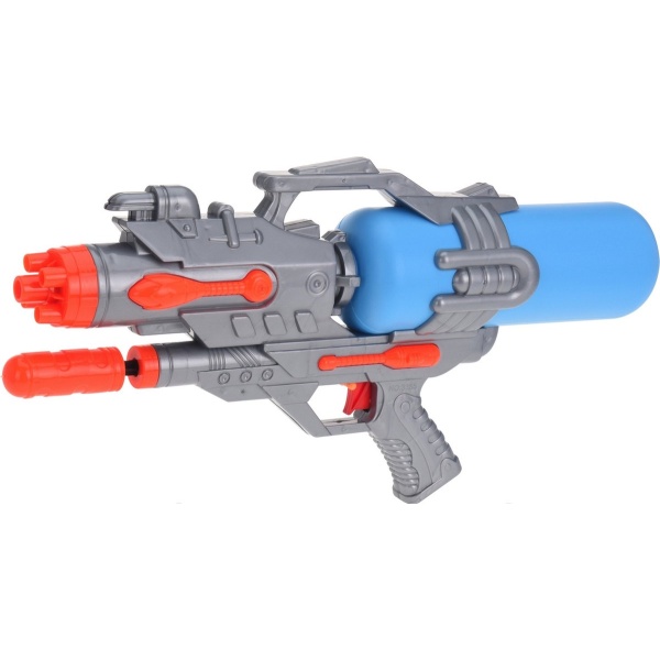 1x Waterpistolen/waterpistool oranje/blauw van 46 cm met pomp kinderspeelgoed - waterspeelgoed van kunststof - waterpistolen met pomp