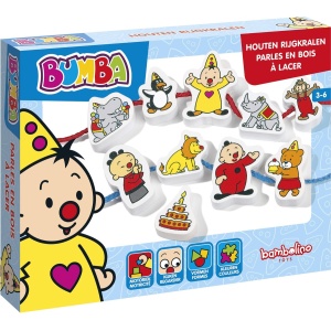 Bambolino Toys - Bumba houten rijgkralen - 12- delige set - educatief peuterspeelgoed - leer rijgen met Bumba de clown
