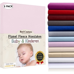 Bed Couture Flanel Fleece Kinder Hoeslaken - 100% Katoen Extra zacht en Warm - Ledikant - 70x120 Cm - Roos