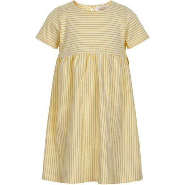Creamie - jurk - korte mouwen - gestreept - geel - Maat 86