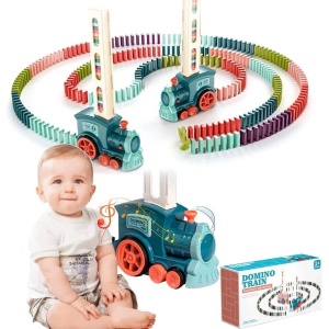 Domino Trein - Inclusief 60 Stenen - Kinder speelgoed - Domino Stenen Spel Voor Kinderen - Domino Express - Speelgoed Trein - Educatief Speelgoed