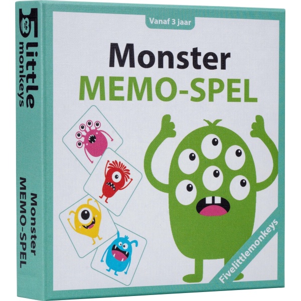 Fivelittlemonkeys Monster Memo-spel - Kaartspel - 48 kaarten - Vanaf 3 jaar - 2 tot 4 spelers - Memory - Geheugentraining - Geheugen - Monsters - Sinterklaas - Schoencadeau - Cadeau - Sint - 5 December - Schoenkado