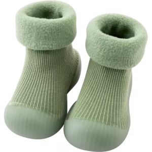 Fleece Anti-slip schoentjes - Sok sloffen - Eerste loopschoentjes van Baby-Slofje - Effen groen - Maat 26/27