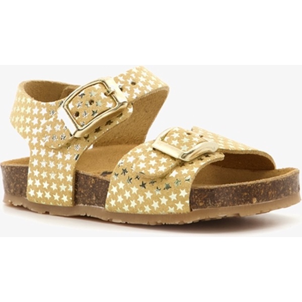 Groot leren meisjes sandalen met sterren - Goud - Maat 24