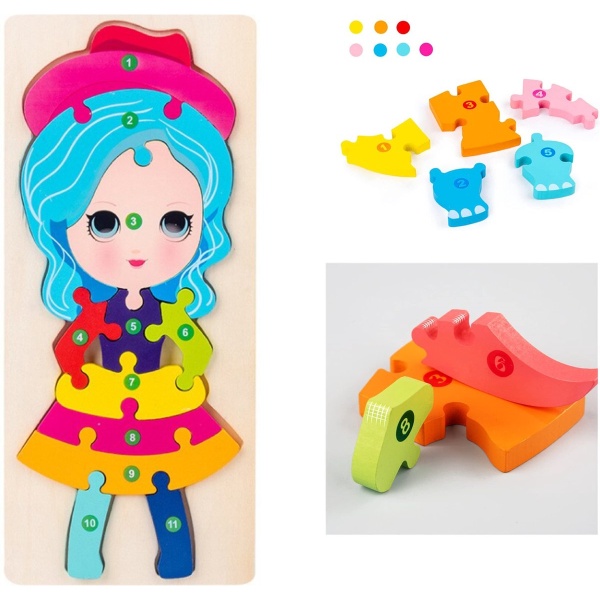 Houten Kinderpuzzel Meisjesfiguur/3D Puzzel/11 Stukjes/Educatief Speelgoed/Hout Milieu/Jigsaw Puzzle