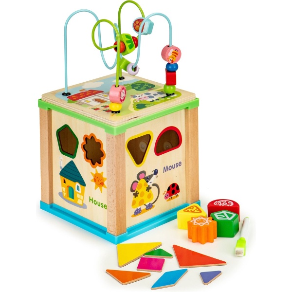 Houten educatieve kubus - Educatief speelgoed - 33 cm