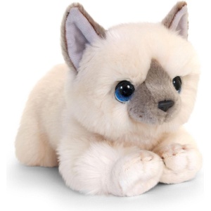 Keel Toys pluche witte kat/poes katten knuffel 30 cm - katten knuffeldieren - Speelgoed voor kinderen