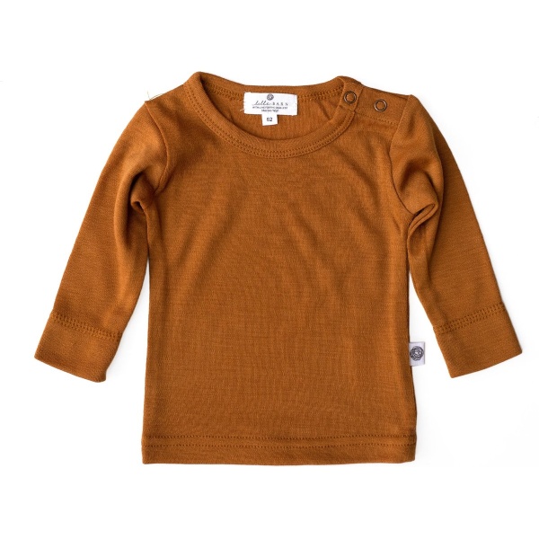 Lille Barn - Baby trui / long sleeve shirt - merinowol - Cathay spice - maat 86