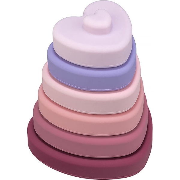 Loua's Favorites siliconen stapeltoren - Hartvormig speelgoed - stapeltoren - Educatief speelgoed - baby speelgoed - Peuter speelgoed 2 jaar - Hartjes toren - gekleurde stapeltoren