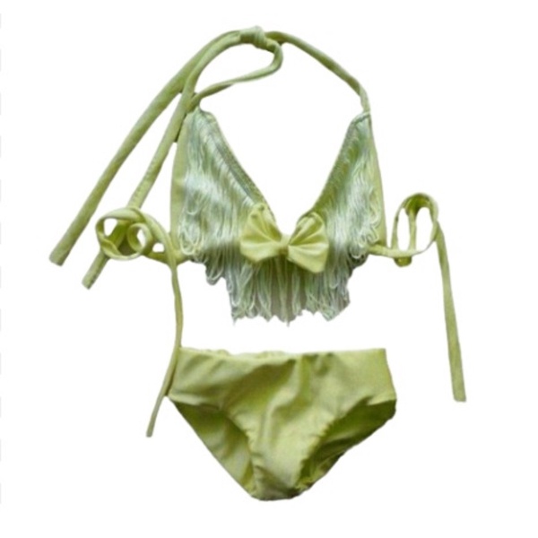 Maat 86 Bikini Geel zwemkleding met franje Braziliaanse bikini badkleding voor baby en kind zwem kleding