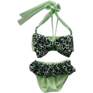 Maat 92 Bikini zwemkleding NEON Groen tijgerprint strik badkleding baby en kind dierenprint fel groene zwem kleding leopard