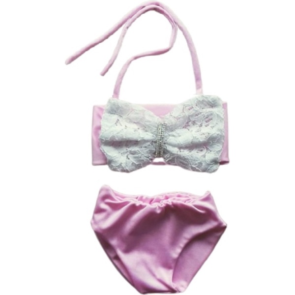 Maat 98 Bikini roze met kant Baby en kind zwemkleding roze