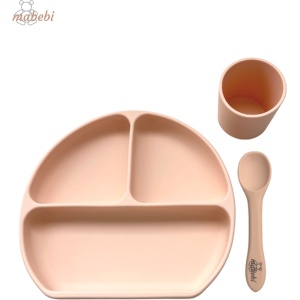 Mabebi MBB-SR - 3delige eetset - kinderservies - siliconen bord - siliconen lepel - siliconen beker