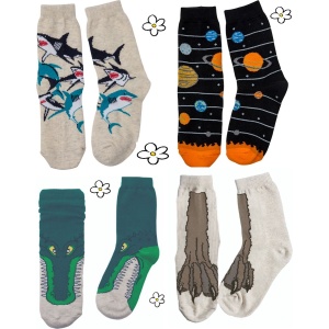 Nature Planet -kindersokken - set van 4 paar toffe sokken (100% Oeko-tex gecertificeerd) maat 19-22