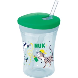 Nuk Fles Evolution Action Cup - baby beker met rietje, groen, 230ml, 1 st