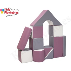 Soft Play Foam Blokken set 11 stuks grijs-wit-paars | speelblokken | baby speelgoed | foamblokken | bouwblokken | Soft play speelgoed | schuimblokken
