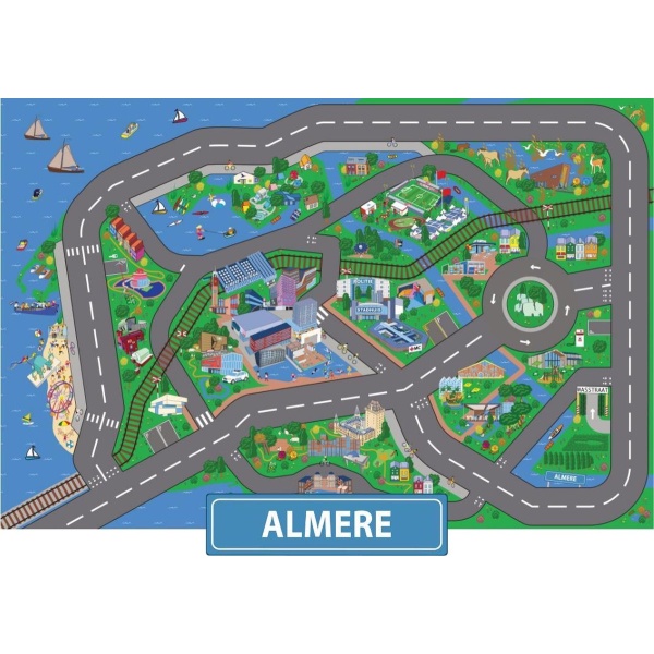Speelkleed Almere City-Play - Autokleed - Verkeerskleed - Speelmat Almere