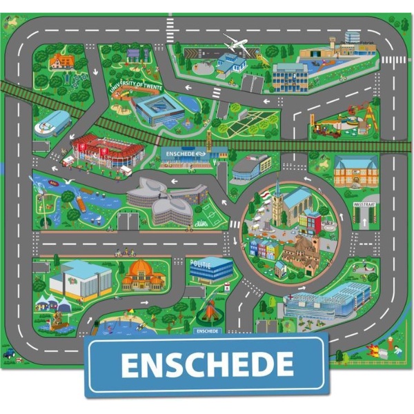 Speelkleed Enschede City-Play - Autokleed - Verkeerskleed - Speelmat Enschede