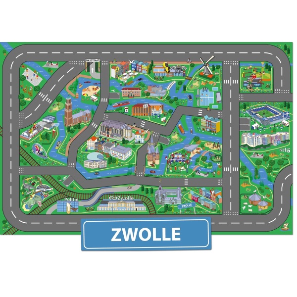 Speelkleed Zwolle City-Play - Autokleed - Verkeerskleed - Speelmat Zwolle