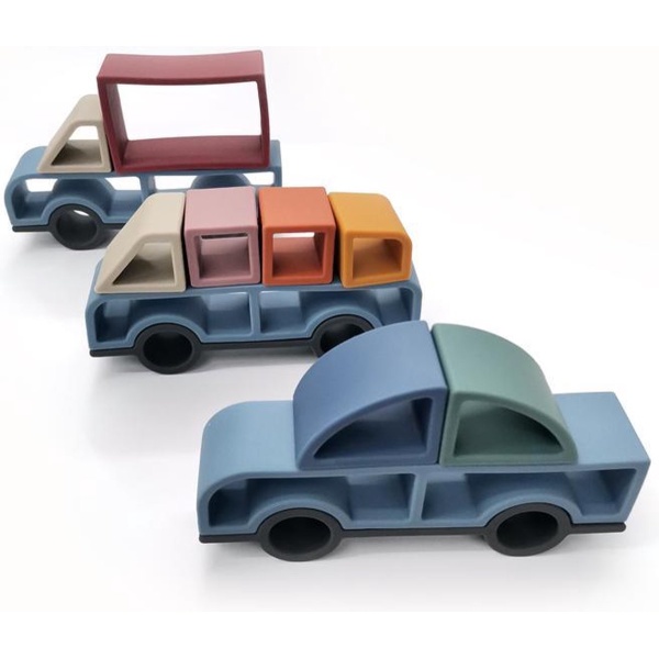 Vormenpuzzel - Speelgoed Auto Wagens 18x13 cm - Zachte blokken - Stapelbekers Speelgoed Peuters - Speelblokken - WoodyDoody