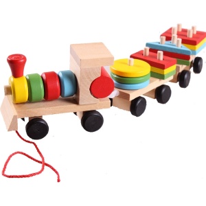 ZaciaToys Houten Speelgoedtrein met vormpjes en blokjes - houten stapeltrein 20-delig - Houten Educatief speelgoed