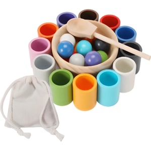 Balls and Cups Houten Sorteerspel - KLEUREN en VORMEN - Motoriek Montessori Speelgoed - Educatief speelgoed voor Jongens en Meisjes